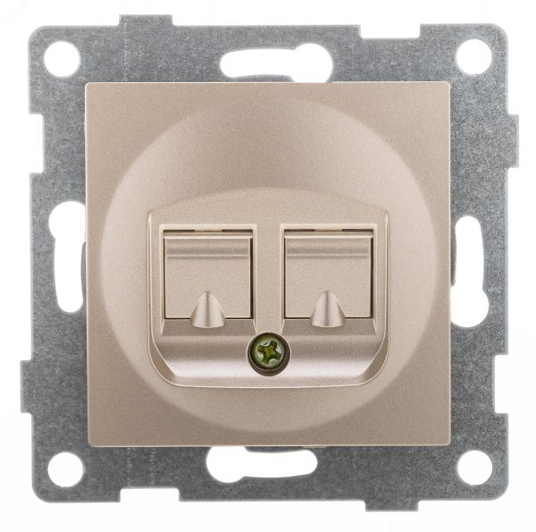 Розетка компьютерная и телефонная RJ45, RJ12 Ugra, механизм, шампань