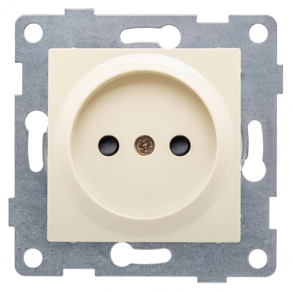 Розетка однопостовая Ugra б/з с з/ш, механизм, 16А, 250В, бежевый