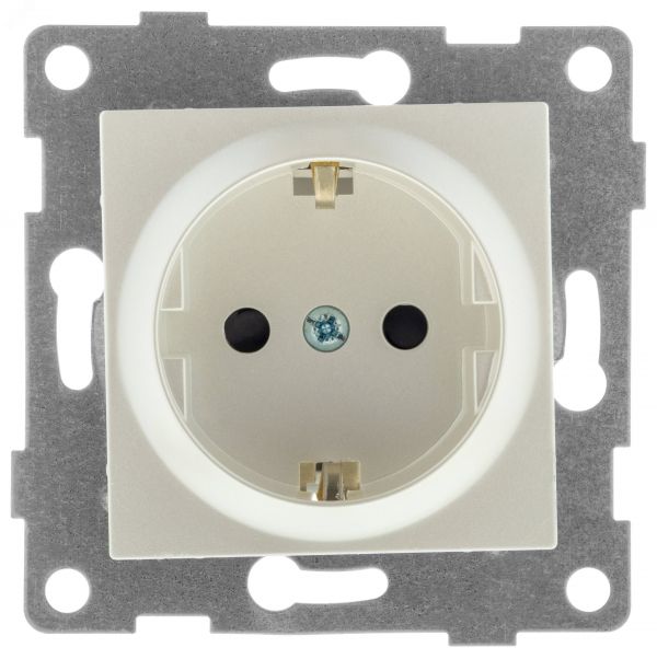 Розетка однопостовая Ugra с/з с з/ш, механизм, 16А, 250В, жемчуг