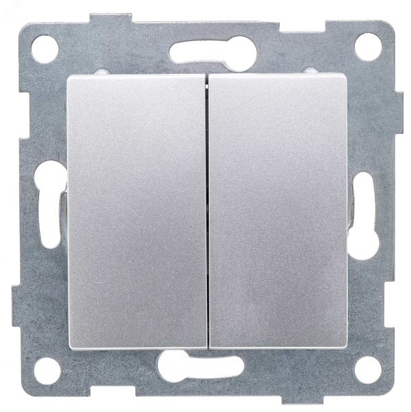 Выключатель двухклавишный Ugra, механизм, 10А, 250В, серебро