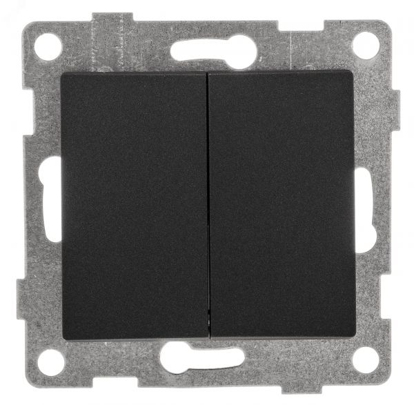 Выключатель двухклавишный Ugra, механизм, 10А, 250В, графит