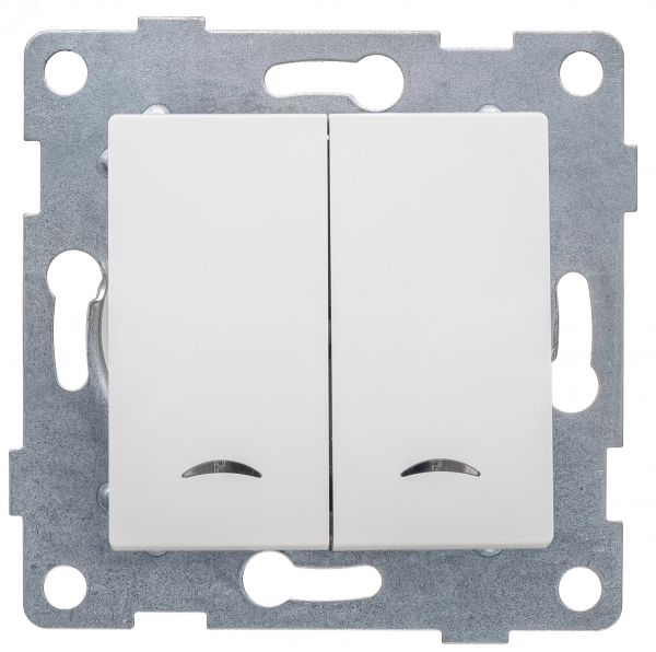 Выключатель двухклавишный Ugra инд, маханизм, 10А, 250В, белый