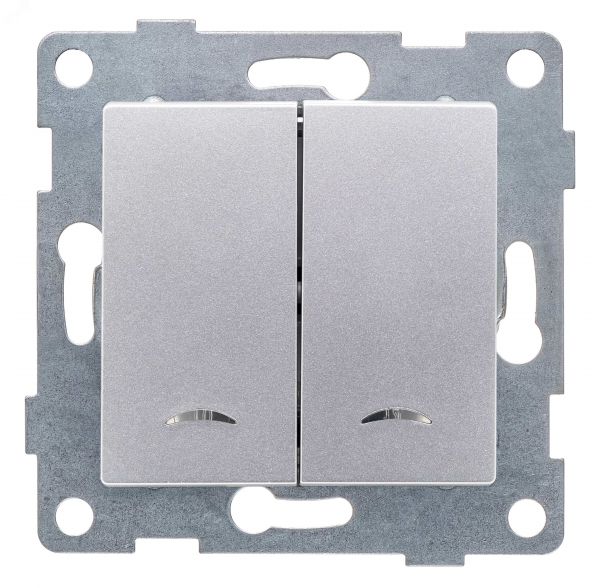 Выключатель двухклавишный Ugra инд, маханизм, 10А, 250В, серебро