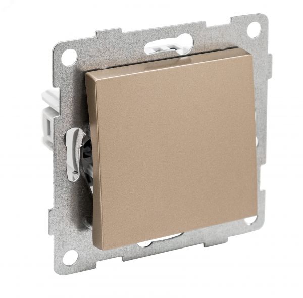 Выключатель переключатель проходной одноклавишный Ugra, механизм, 10А, 250В, шампань