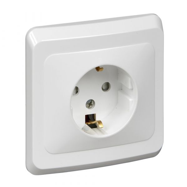 ЭТЮД Розетка скрытая с заземлением со шторками белая