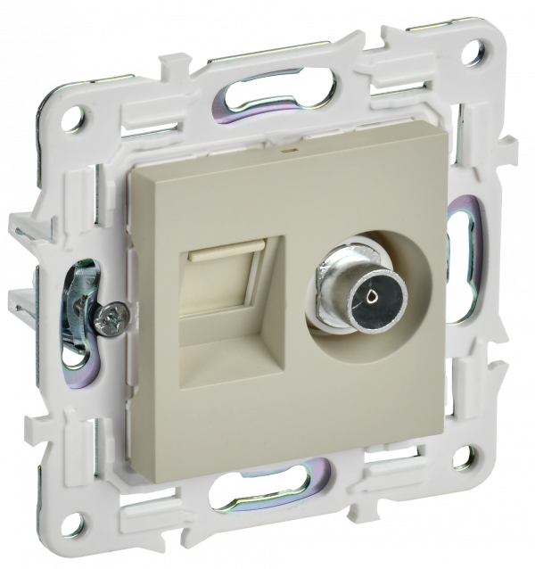SKANDY Розетка двойная TV+RJ45 кат.6E SK-A15B бежевый IEK