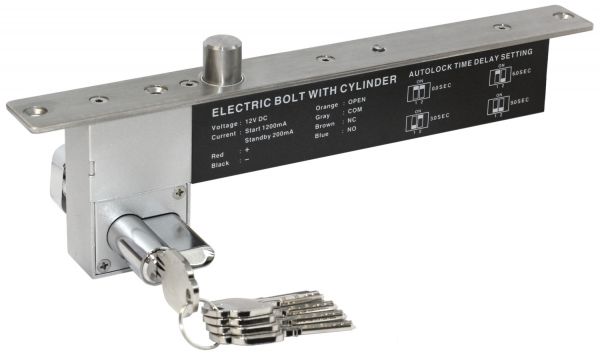 Замок эл-мех. соленоидный для сплошных дверей с механическим цилиндром
