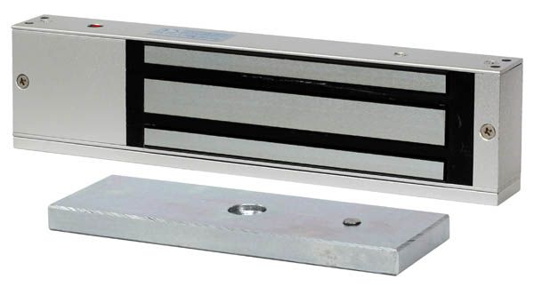 Замок электромагнитный, мониторинг, СИД, внутреннее исполнение, 12 VDC / 500мА или 24VDC / 250мА, усилие 350 кг.