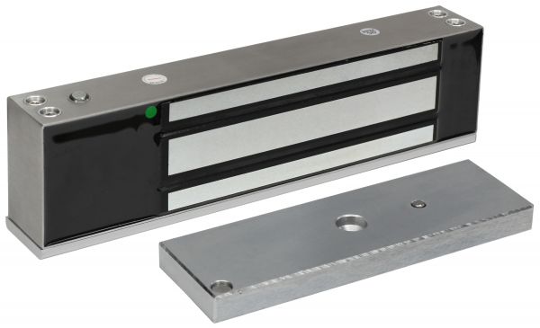 Замок электромагнитный, уличное исполнение, СИД, датчик положения двери, IP68.