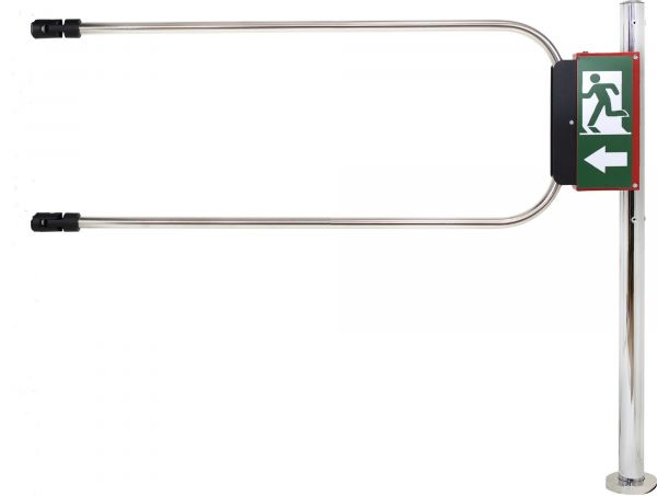 Калитка аварийного выхода с электромагнитом, нержавеющая сталь, в комплекте стойка, створка 1200 х D25 мм.