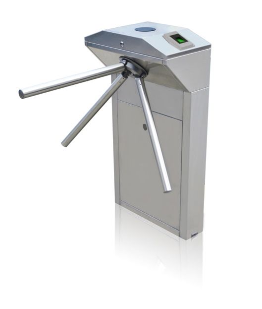 Турникет трехштанговый электромеханический, нержавеющая сталь, индикаторы прохода, автоматическая система антипаники. Питание 220 В AC, 60 Вт. Размеры 980х740х780 мм. -30град.+55град.С, IP54. с поддержкой EM карт, встроенный контроллер.