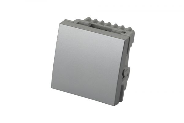 Выключатель одноклавишный 45 х 45 хм 10 A – 250 В, серебристый