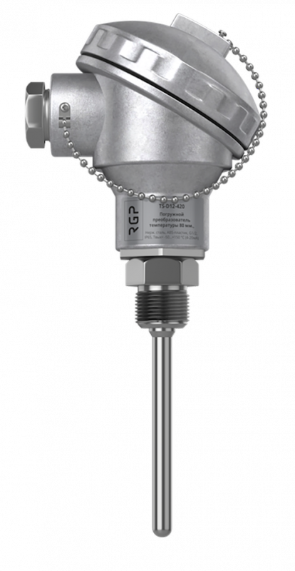 Датчик температуры от -50 до +180 С, 4-20 мА, погружной, 80 мм., G1/4