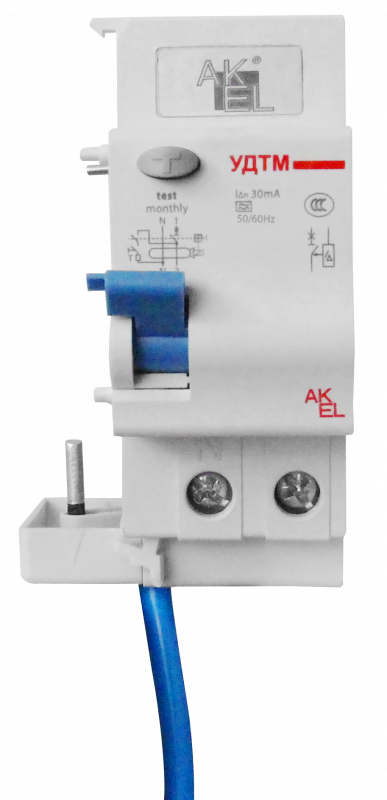 Устройство дифференциального тока УДТМ-AKSOL-1P+N 30mA ТипAС 1P+N с кабелем 30см/230VAC/30mA