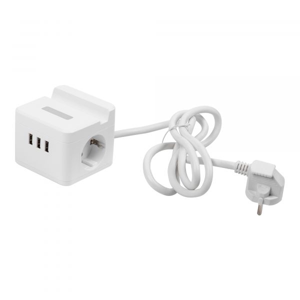 Удлинитель Standard с заземлением шнур 1,5м 2 гнезда 3 USB 16А держатель для телефона белый ТМ S-GCD2-1,5SBUH WHITE