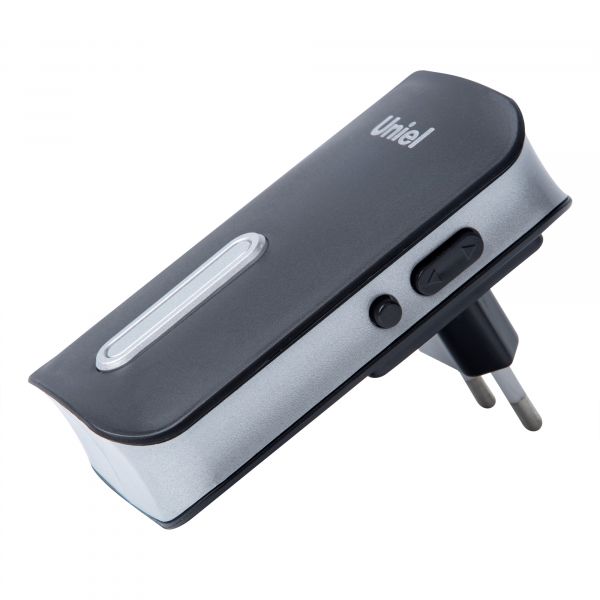 Звонок электронный 220В радиус действия 150 м, черный с серебристым  UDB-095W-R1T1-38S-BL/SL