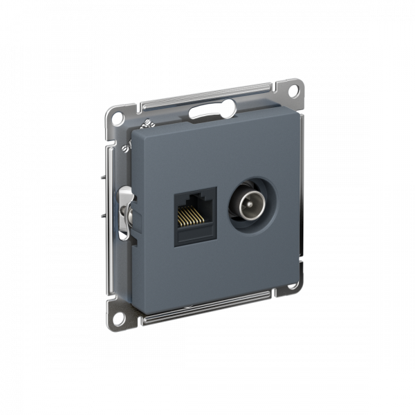 Розетка ATLASDESIGN двойная компьютерная+ТВ RJ45+TV категория 5E механизм грифель