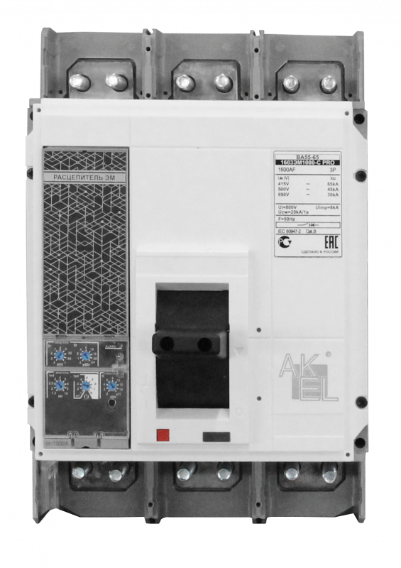 Выключатель автоматический в литом корпусе ВА55-65 1603ЭМ1000-В-PRO 3P/1000A/ЭМ/65кА/Выкатное исполнение