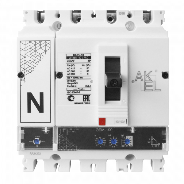 Выключатель автоматический в литом корпусе ВА55-50204ЭБМ250-С-PRO 4P/250A/ЭБМ/50кА