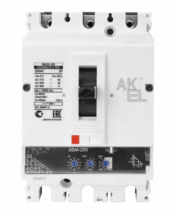 Выключатель автоматический в литом корпусе ВА55-50 203ЭБМ160-С-PRO 3P/160A/ЭБМ/50кА