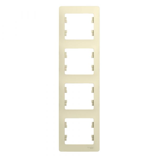 GLOSSA Рамка 4 поста вертикальная бежевая