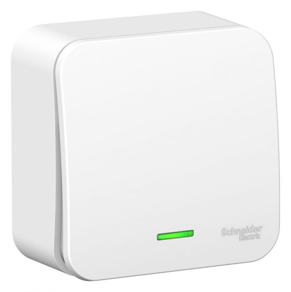 Выключатель одноклавишный наружный BLАNCА (cх.1) с подсветкой, с изолирующей пластиной, 10А, 250В, белый