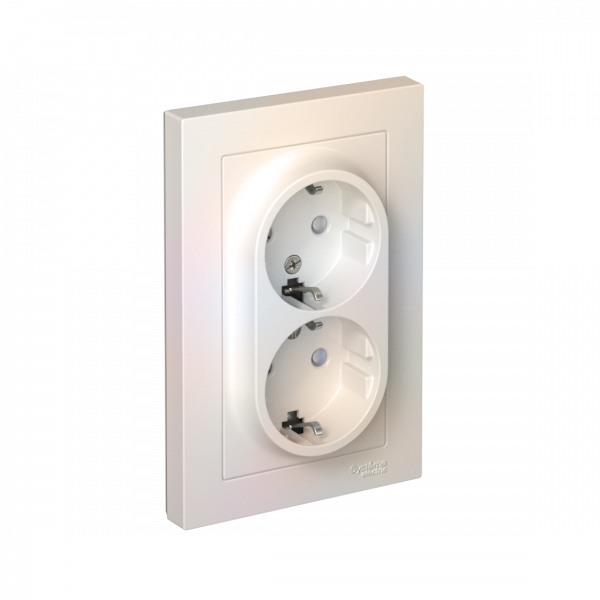 Розетка ATLASDESIGN двойная с заземлением со шторками 16А в сборе жемчуг