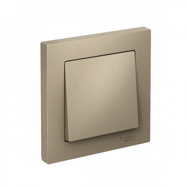 Выключатель одноклавишный ATLASDESIGN схема 1 10АХ в сборе шампань