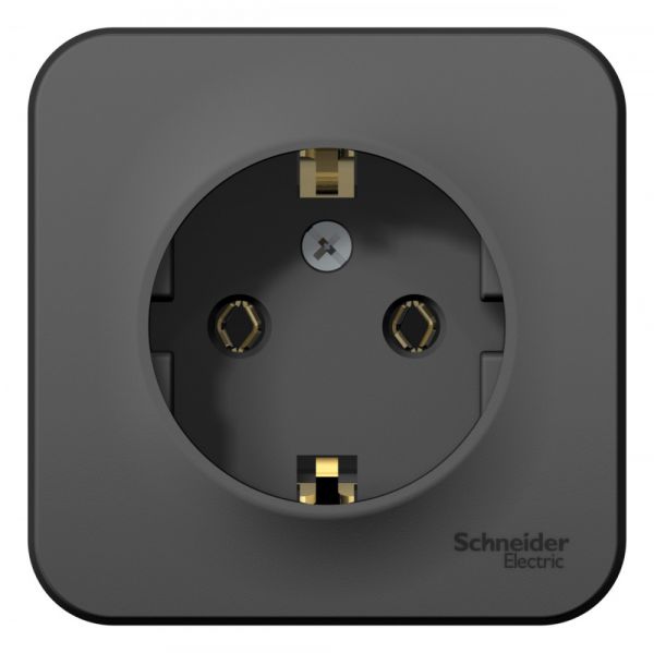 BLANCA  розетка наружная  с заземлением без шторок, 16А, 250В, антрацит