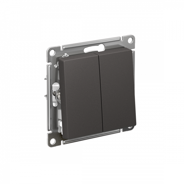 ATLASDESIGN 2-клавишный ВЫКЛЮЧАТЕЛЬ с             самовозвратом, 10АХ, механизм, БАЗАЛЬТ