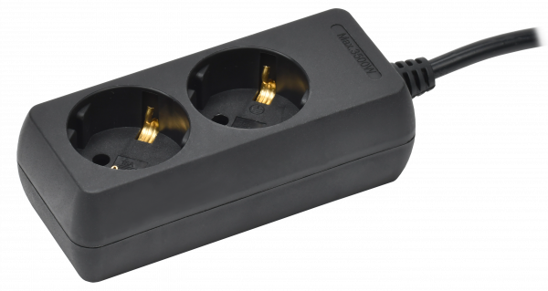 Удлинитель У02 2 места с заземлением 3м 3х1мм2 16А 250В черный