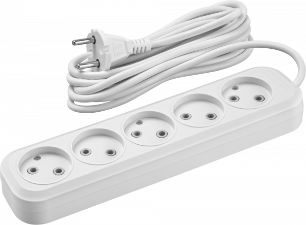 Удлинитель бытовой OPE-S-05-300-X-2x1 без заземления 5 розеток  3м ПВС 2х1 2200Вт