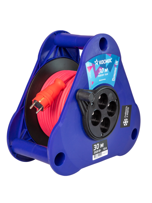 Удлинитель катушка-треуг 16А 3500Вт 4 гн КГ 2x2,5 30м УКП