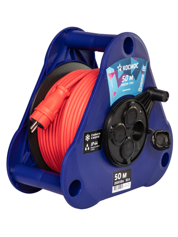 Удлинитель (катушка-треуг) 16А 3500Вт 4 гн КГ 2x2,5 (50м) IP44 УКП