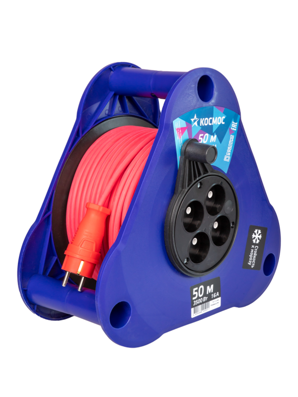 Удлинитель катушка-треуг 16А 3500Вт 4 гн КГ 2x2,5 50м УКП