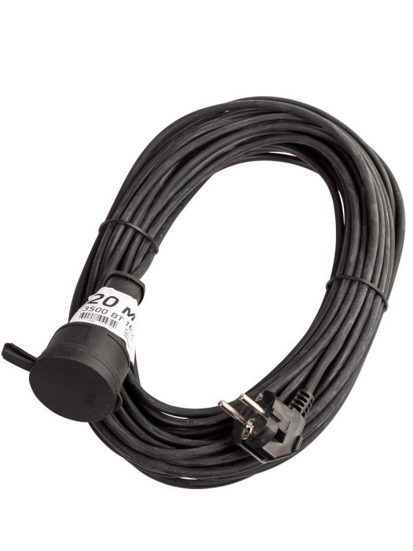 Удлинитель шнур 20м 1 гнездо КГ 2*1.0 мм 10А 220-350В 3500Вт каучук IP44 Россия РС16