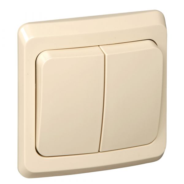 ЭТЮД Выключатель двухклавишный скрытый бежевый сх.5