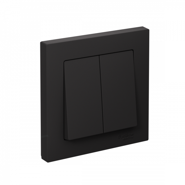 Выключатель двухклавишный ATLASDESIGN схема 5 10АХ в сборе карбон