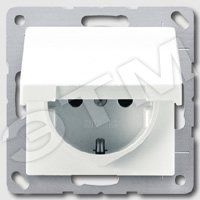 AS500 Розетка с заземлением без шторок с крышкой белая 16A