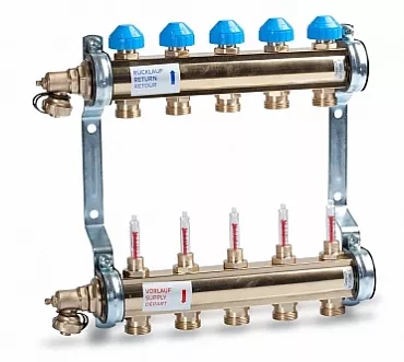 Коллекторная группа WATTS HKV/T (TYP 513) из латуни с расходометрами, 2 контура
