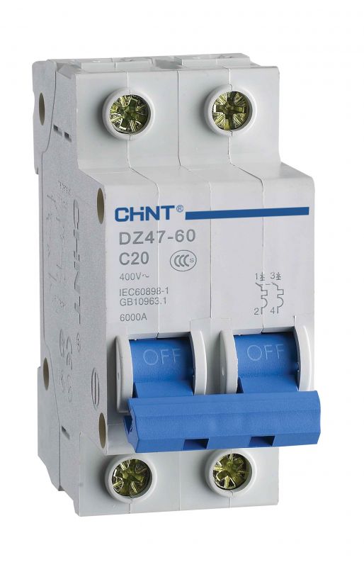 Авт. выкл. NB1-63H 2P 20A 10кА х-ка C (R) (CHINT)