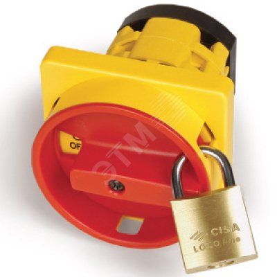 Площадка желтая и круглая красная ручка под замок 67х67 на винты