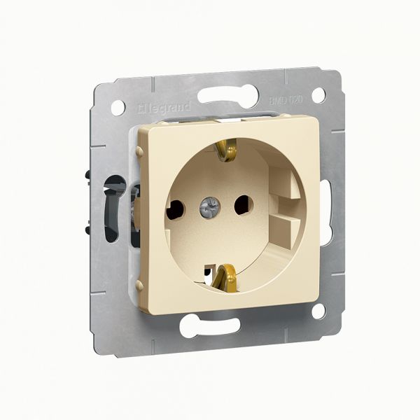CARIVA Розетка с заземлением со шторками  бежевая