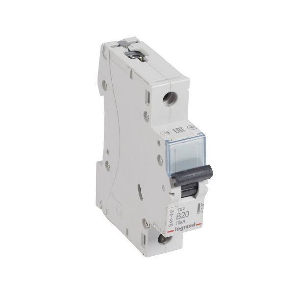 Выключатель автоматический TX 6000 - 10 кА - тип характеристики B - 1П - 230/400 В~ - 20 А - 1 модуль