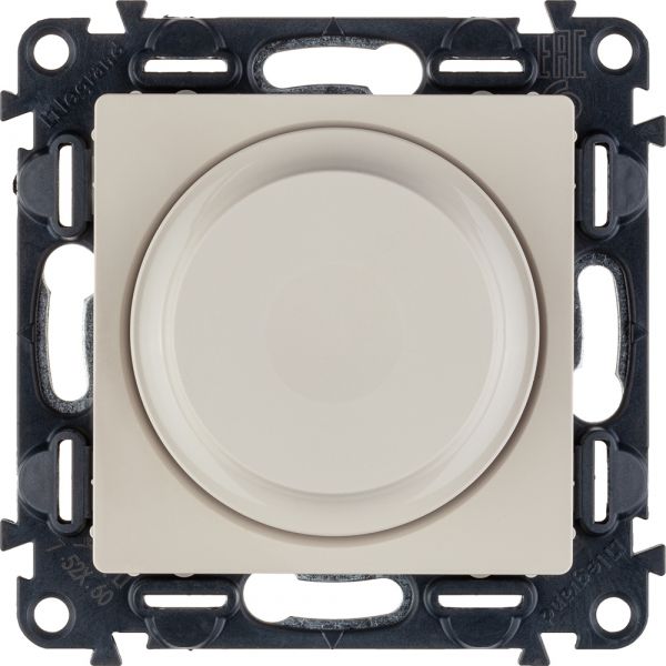 Valena LIFE Светорегулятор с поворотной ручкой универсальный 300Вт без нейтрали С лицевой панелью Слоновая кость