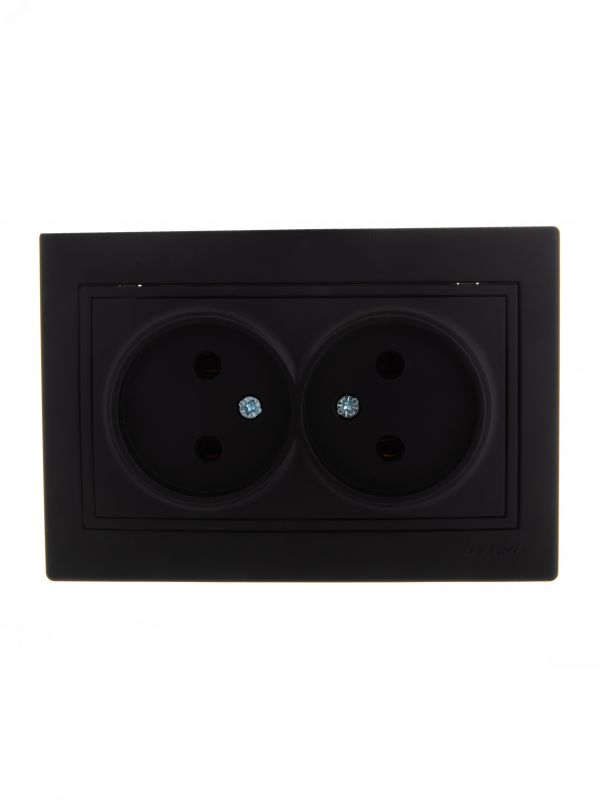 MIRA Розетка двойная б/з керамика чёрный бархат со вставкой (10шт/120шт)