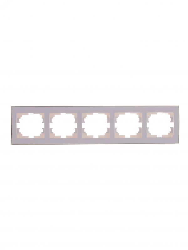 Рамка RAIN 5-ая горизонтальная белая с боковой вставкой золото