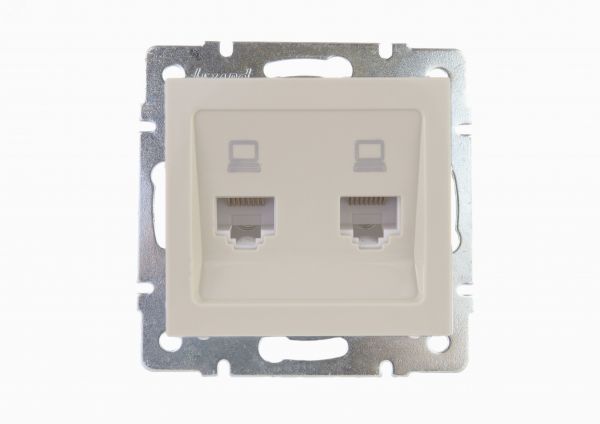 Розетка RAIN компьютерная 2-ая крем механизм