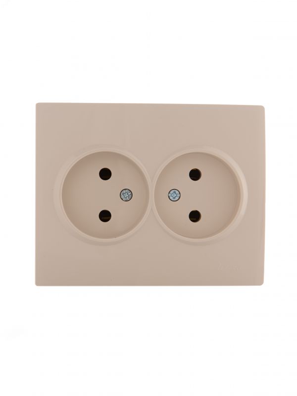 KARINA Розетка двойная б/з керамика крем (10шт/120шт)