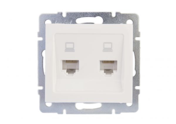 Розетка RAIN компьютерная двойная белая механизм